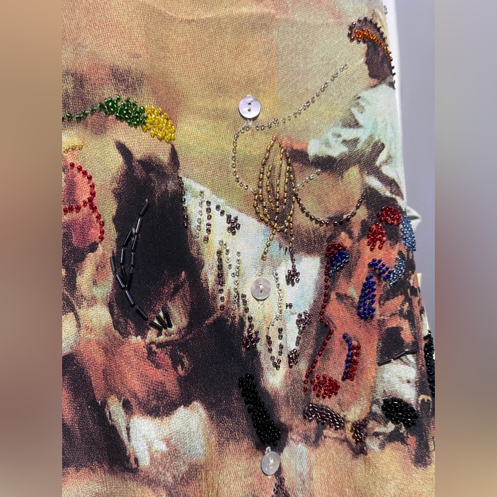 Pastel Western Print Button-Up Blouse - Multicolor - Picture 7 of 9